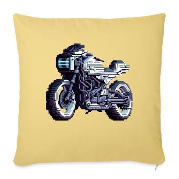 Motorcycle in Retro Video Games Graphics of the 90s - Sofa pillowcase 17,3'' x 17,3'' (45 x 45 cm) - washed yellow - Front