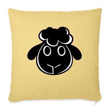 Mouton Noir Visage Tête Petit Mignon Mignon - Housse de coussin décorative 45 x 45 cm - jaune délavé - Devant