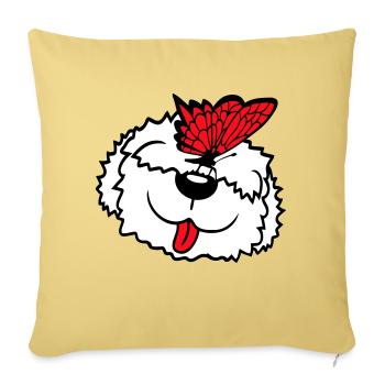 Dog Butterfly Nose Cute Funny Happy Comic - Sofa pillowcase 17,3'' x 17,3'' (45 x 45 cm) - washed yellow - Front