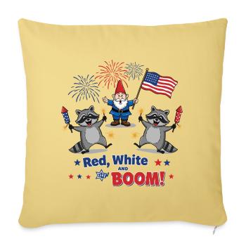 Raton laveur 4 juillet Feu d’artifice - Housse de coussin décorative 45 x 45 cm - jaune délavé - Devant