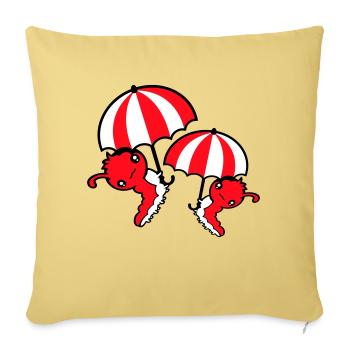 2 Fliegende Raupen Regenschirm Team Freunde Urlaub - Sofakissenbezug 45 x 45 cm - Hellgelb - Vorne