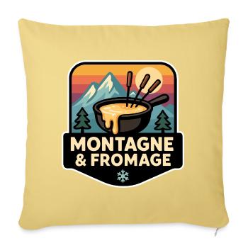 Montagne et Fromage Fondue Savoyarde Alpine - Housse de coussin décorative 45 x 45 cm - jaune délavé - Devant