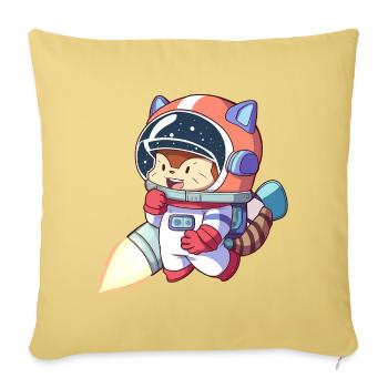 Astronaute chat en combinaison spatiale - Housse de coussin décorative 45 x 45 cm - jaune délavé - Devant