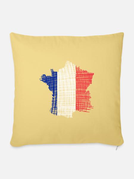 Frankreich Kartenflagge im Strichstil - Sofakissenbezug 45 x 45 cm - Hellgelb