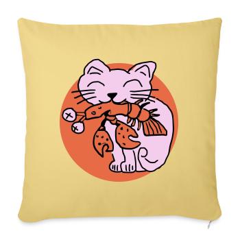 Katze frisst Krebs auf - Sofakissenbezug 45 x 45 cm - Hellgelb - Vorne