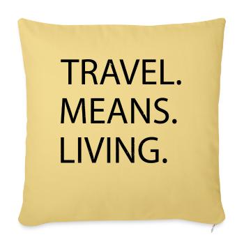 citation camping bière typographie voyage bug france - Housse de coussin décorative 45 x 45 cm - jaune délavé - Devant