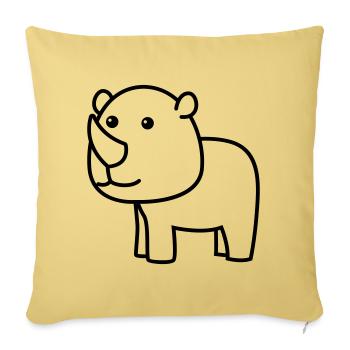 Rhinocéros Comic Animal - Housse de coussin décorative 45 x 45 cm - jaune délavé - Devant