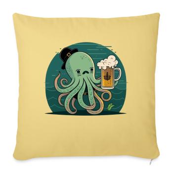 Funny sailor octopus with beer - Sofa pillowcase 17,3'' x 17,3'' (45 x 45 cm) - washed yellow - Front