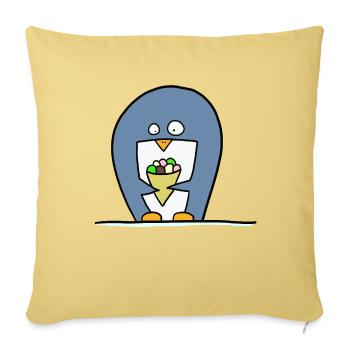 Pingouin à la crème glacée - Housse de coussin décorative 45 x 45 cm - jaune délavé - Devant