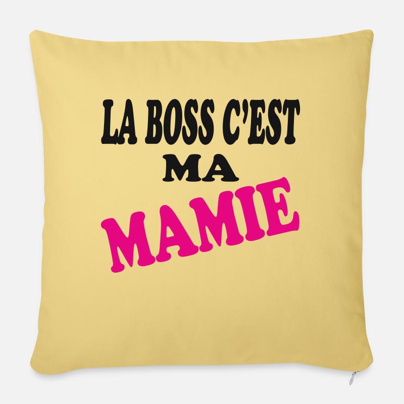 La c'est ma MAMIE - Housse de coussin décorative 45 x 45 cm - jaune délavé