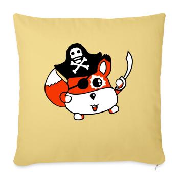 Little Cute Captain Fox Pirate Animal Eye Patch - Sofa pillowcase 17,3'' x 17,3'' (45 x 45 cm) - washed yellow - Front