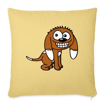 Dog looks funny grin happy smile fun - Sofa pillowcase 17,3'' x 17,3'' (45 x 45 cm) - washed yellow - Front