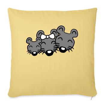 3 Mice Family Child Mom Dad Parents Row Cute - Sofa pillowcase 17,3'' x 17,3'' (45 x 45 cm) - washed yellow - Front