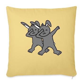 2 Bunnies Dabbing Dab Dance Pose Dancing Friends Team - Sofa pillowcase 17,3'' x 17,3'' (45 x 45 cm) - washed yellow - Front