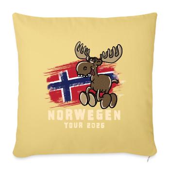 Norwegen Tour 2026 mit lustigem Elch - Sofakissenbezug 45 x 45 cm - Hellgelb - Vorne
