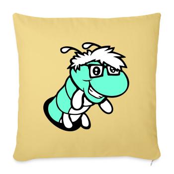 nerd caterpillar looks hole geek worm horn-rimmed glasses smart - Sofa pillowcase 17,3'' x 17,3'' (45 x 45 cm) - washed yellow - Front