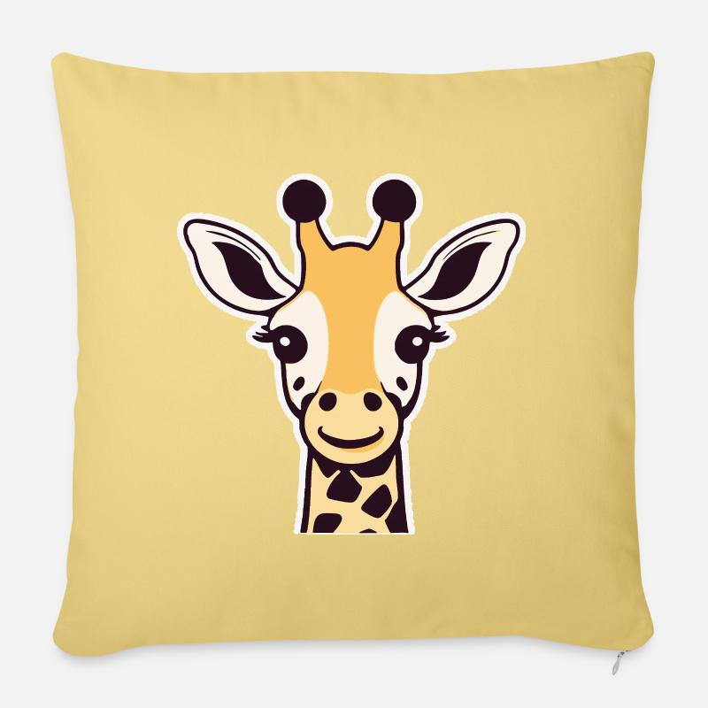 Niedliche Giraffe (Kopf) - Sofakissenbezug 45 x 45 cm - Hellgelb