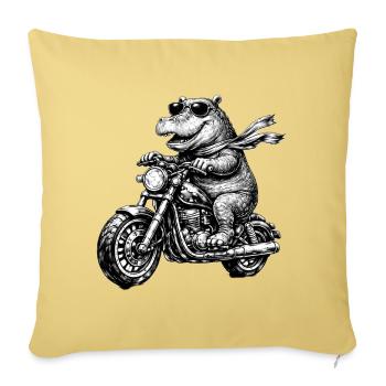Crocodile à moto noir et blanc - Housse de coussin décorative 45 x 45 cm - jaune délavé - Devant
