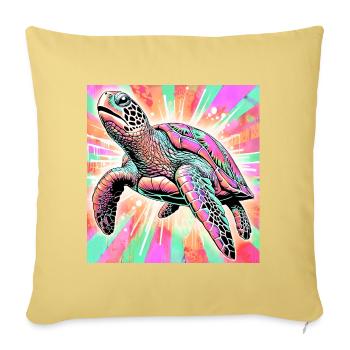 tortue - Housse de coussin décorative 45 x 45 cm - jaune délavé - Devant
