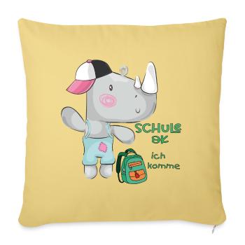  Schulstart Einschulung Dino - Sofakissenbezug 45 x 45 cm - Hellgelb - Vorne
