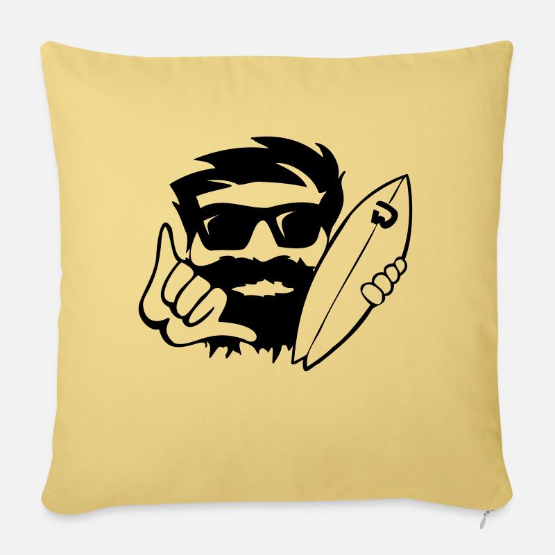 shaka CubeSurfer mit Sonnenbrille und Bart - Sofakissenbezug 45 x 45 cm - Hellgelb