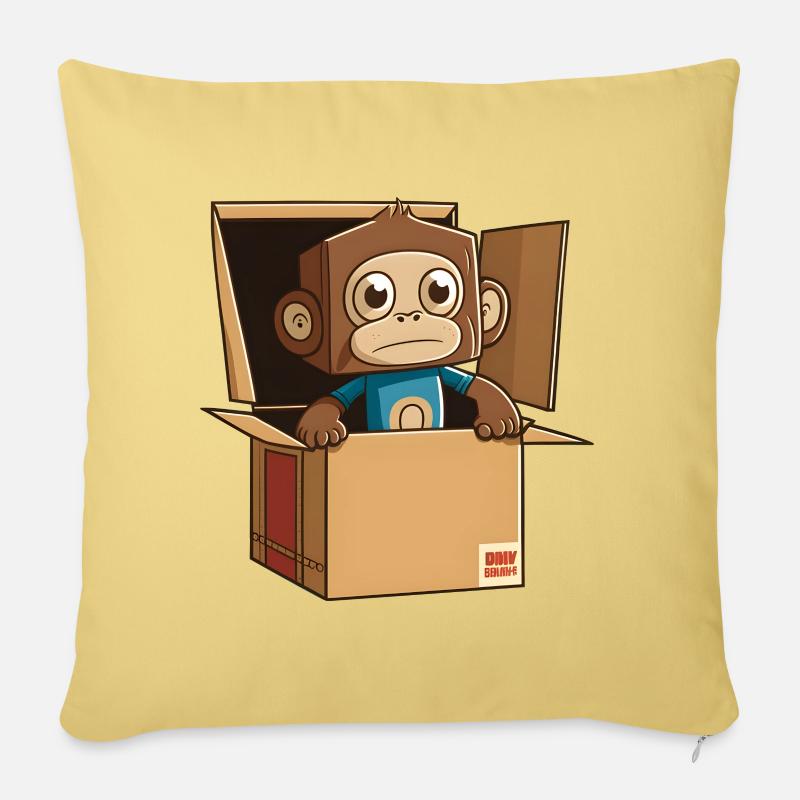 Singe super mignon - Housse de coussin décorative 45 x 45 cm - jaune délavé