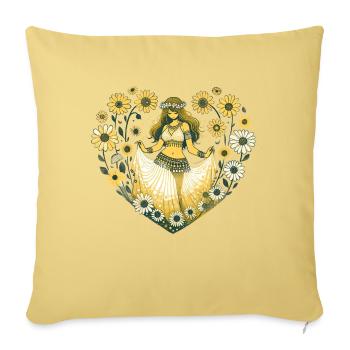 Danseuse orientale Daisy - Housse de coussin décorative 45 x 45 cm - jaune délavé - Devant