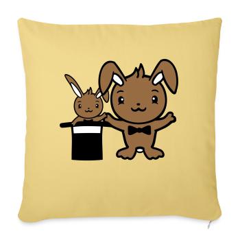 Bunny Wizard Chapeau Haut de forme Enfant 2 Bébé Sorcier Mignon - Housse de coussin décorative 45 x 45 cm - jaune délavé - Devant