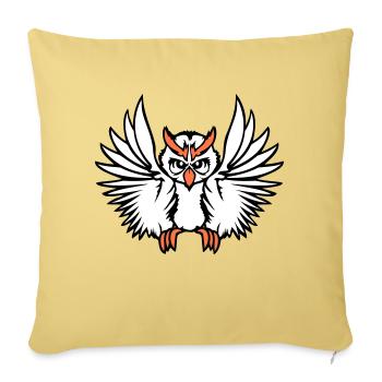 hibou oiseau aigle hibou hibou oiseau de nuit chouette effraie volant cool - Housse de coussin décorative 45 x 45 cm - jaune délavé - Devant