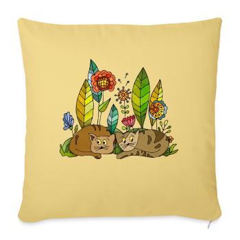 Chats - Housse de coussin décorative 45 x 45 cm - jaune délavé - Devant