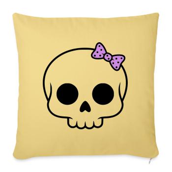 Cute skull with bow | Girly Goth - Sofa pillowcase 17,3'' x 17,3'' (45 x 45 cm) - washed yellow - Front