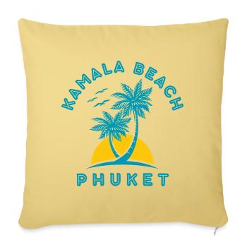 Palmier du coucher de soleil de la plage de Kamala à Phuket - Housse de coussin décorative 45 x 45 cm - jaune délavé - Devant