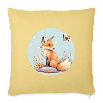 Cute fox - Sofa pillowcase 17,3'' x 17,3'' (45 x 45 cm) - washed yellow - Front