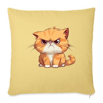 Grumpy but cute orange cat - Sofa pillowcase 17,3'' x 17,3'' (45 x 45 cm) - washed yellow - Front