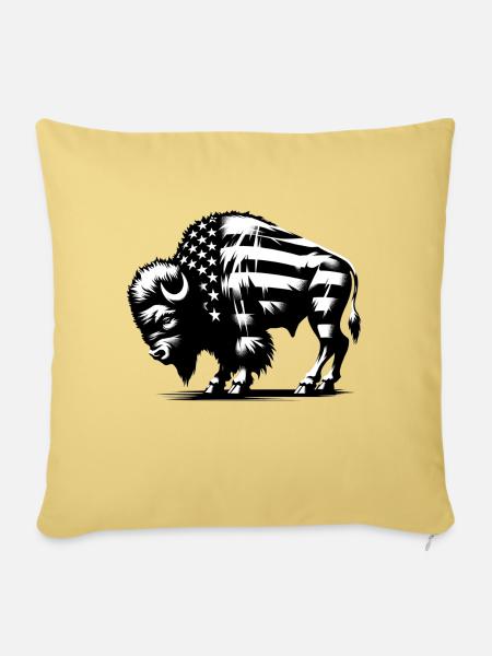 American bison | USA flag street art - Sofakissenbezug 45 x 45 cm - Hellgelb