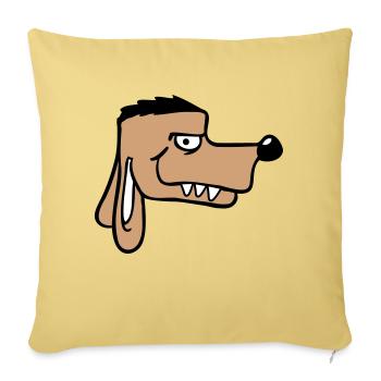 Chien Visage Méchant Dangereux Dents Monstre - Housse de coussin décorative 45 x 45 cm - jaune délavé - Devant