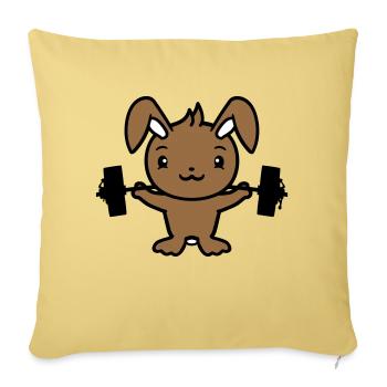 Bunny Bodybuilder Gym Muscles Fort Fitness Poids - Housse de coussin décorative 45 x 45 cm - jaune délavé - Devant