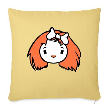 Bird Lady Woman Female Pretty Face Bow - Sofa pillowcase 17,3'' x 17,3'' (45 x 45 cm) - washed yellow - Front