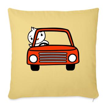 Canard agitant le conducteur de voiture conduisant un véhicule rapide - Housse de coussin décorative 45 x 45 cm - jaune délavé - Devant