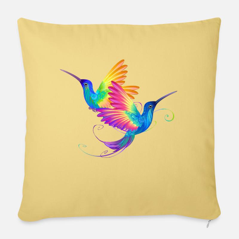 Fierté de l’oiseau arc-en-ciel - Housse de coussin décorative 45 x 45 cm - jaune délavé