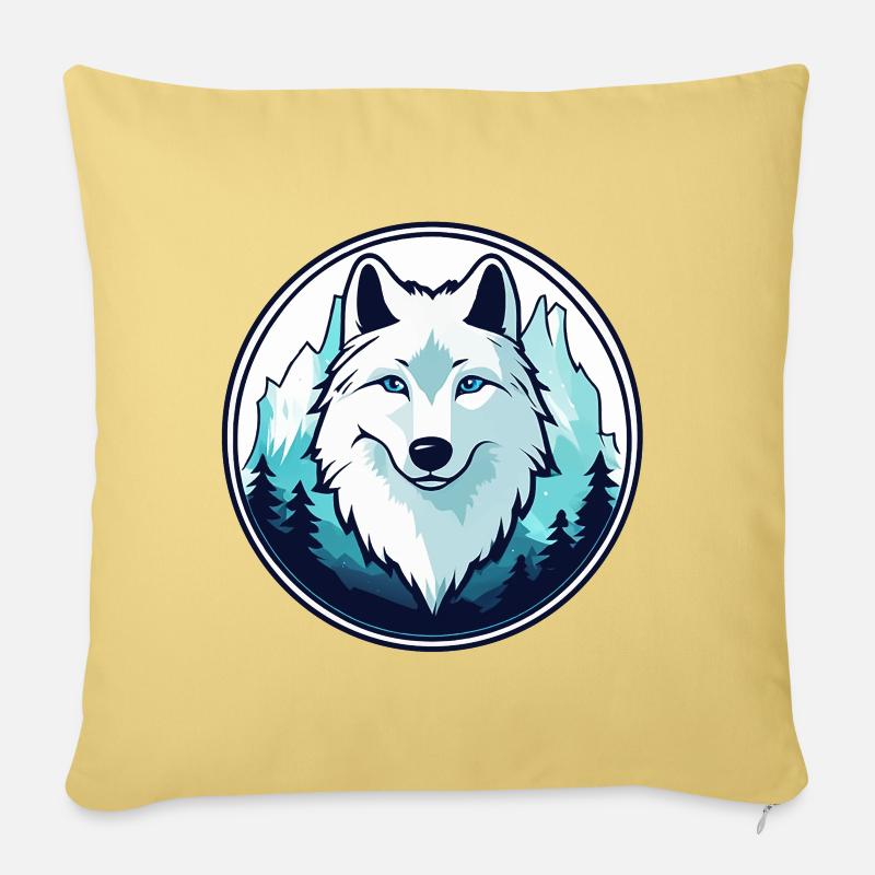 Polarwolf (Kopf) - Sofakissenbezug 45 x 45 cm - Hellgelb
