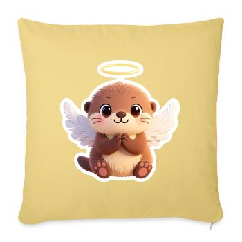 Cute Otter Angel with Wings and Halo - Sofa pillowcase 17,3'' x 17,3'' (45 x 45 cm) - washed yellow - Front