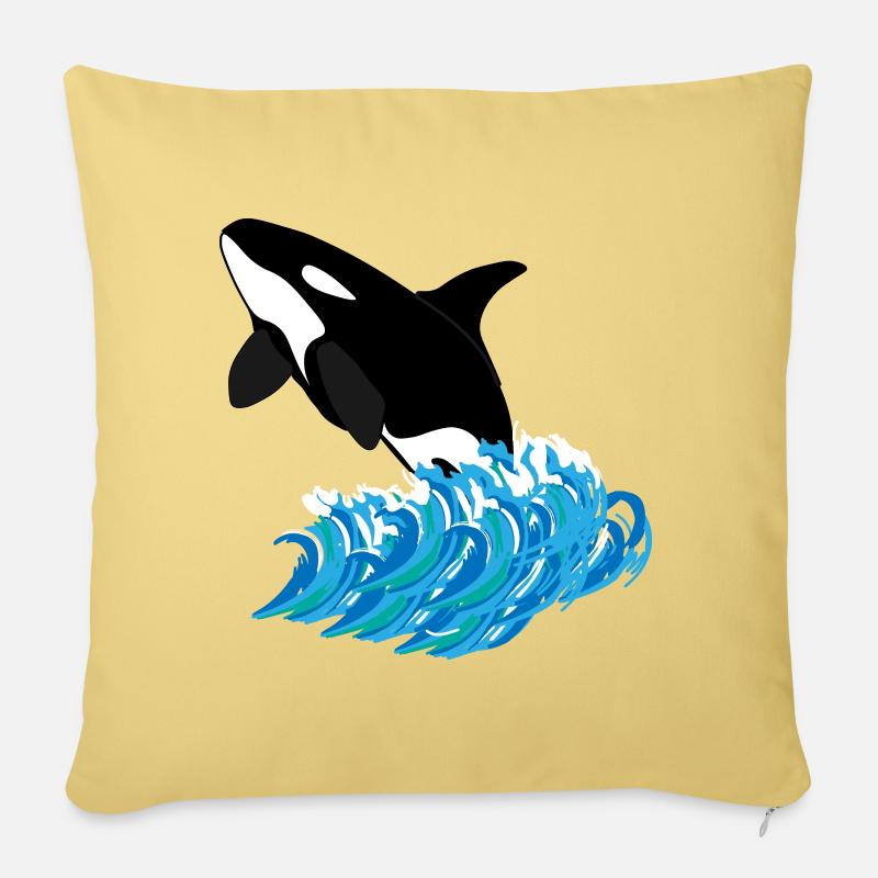 Orca-Druck - Sofakissenbezug 45 x 45 cm - Hellgelb