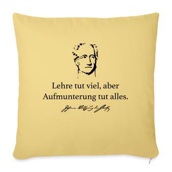 Goethe: Lehre tut viel, aber Aufmunterung tut all - Sofakissenbezug 45 x 45 cm - Hellgelb - Vorne