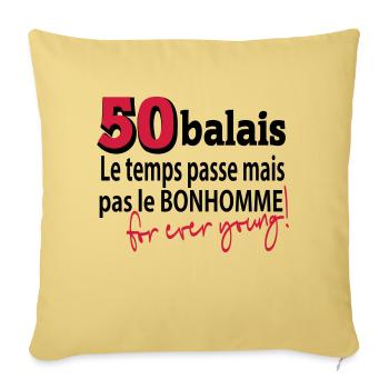 50 balais le temps passe - Housse de coussin décorative 45 x 45 cm - jaune délavé - Devant