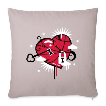 laced & repaired heart with keyhole - Sofa pillowcase 17,3'' x 17,3'' (45 x 45 cm) - light taupe - Front