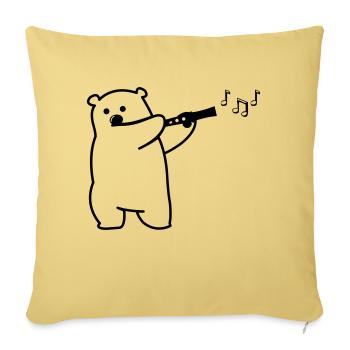 Bear plays flute - Sofa pillowcase 17,3'' x 17,3'' (45 x 45 cm) - washed yellow - Front