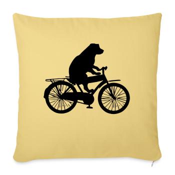 Balades en chien à vélo - idée cadeau - Housse de coussin décorative 45 x 45 cm - jaune délavé - Devant