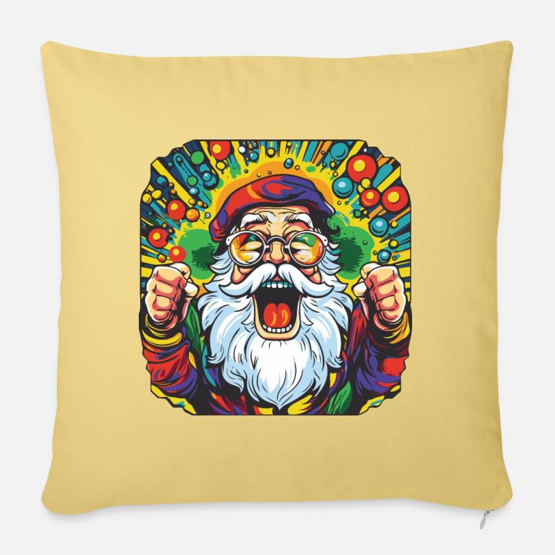 Père Noël Noël multicolore - Housse de coussin décorative 45 x 45 cm - jaune délavé