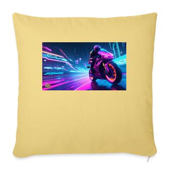 Cyber moto - Housse de coussin décorative 45 x 45 cm - jaune délavé - Devant